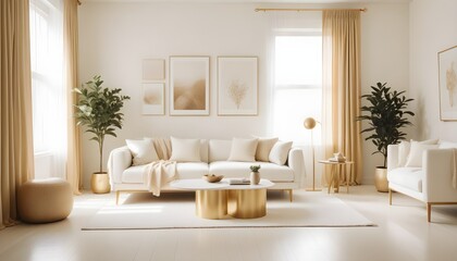 Wall Mural - white and gold theme modern interior design