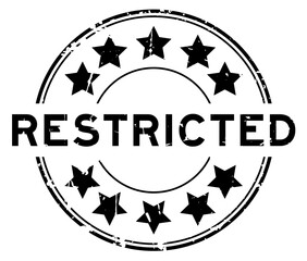 Sticker - Grunge black restricted word with star icon round rubber seal stamp on white background