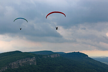 Poster - Paragliders flying in Central Bulgaria	