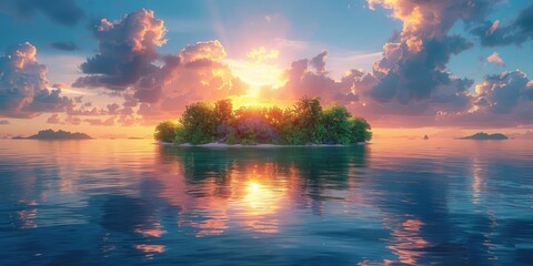 Canvas Print - Sunset Paradise: A Tranquil Island Escape