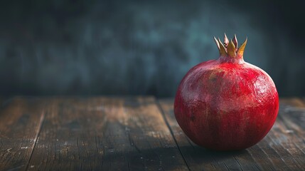 Wall Mural - Magnificent Fresh ripe pomegranate on a dark vintage wooden table, Selective focus