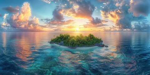 Poster - Tropical Island Sunset