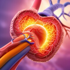 Wall Mural - Coronary artery with stent, detailed medical graphic, cardiovascular health 