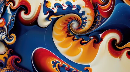 Wall Mural - Graphic design of milk swirling in an abstract pattern with vibrant colors and intricate details creating a stunning composition