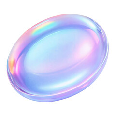 Wall Mural - Iridescent gradient oval object with a smooth reflective surface, displaying vibrant hues of pink, blue, and purple. Isolated on transparent background, png.