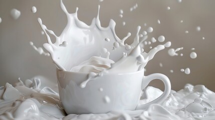 Wall Mural - Motion capture of milk being stirred in a cup with dynamic swirls and splashes showcasing fluidity