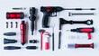 © Textures & Patterns - Spray gun cleaning kit for maintaining paint guns isolated on white background