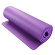 © BoOm - Rolled up purple yoga mat on white background, perfect for fitness, exercise, and home workout sessions.