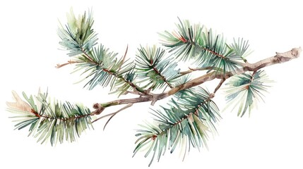 vintage watercolor realistic pine tree branches. nature themed design background. Ai generated