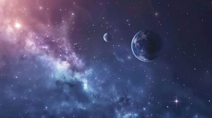 Wall Mural - Beautiful starry sky with planets, abstract cosmic background