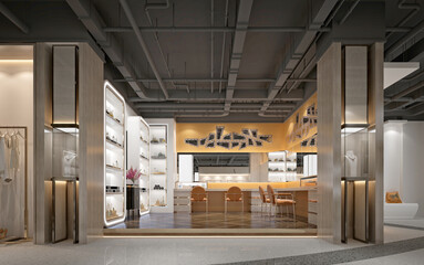 Sticker - 3d render of modern fashion shop