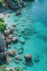 Wall Mural - Clear Turquoise Waters with Rocky Coastline