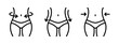 © Chelpanoff - Weight loss icon set. Slimming woman vector illustration. Weight control symbol. Healthy nourishment and fitness pictogram. Waistline measurement sign. Belly loss icon.