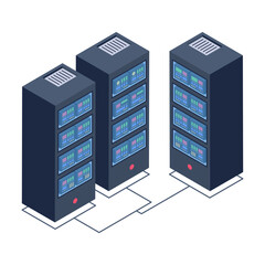 Poster - Editable isometric icon of server network 

