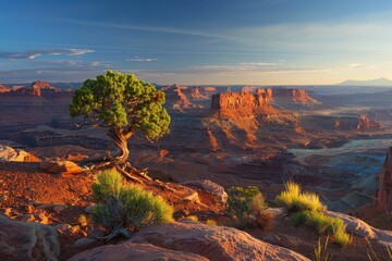 Wall Mural - Canyon Landscape at Sunrise with a Lone Tree