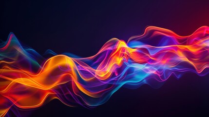 Vivid Neon Light Waves. Bright and colorful neon light waves flowing smoothly on a dark background, creating a dynamic and energetic effect.
