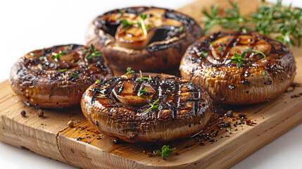 Grilled mushroom vegetable on a white background