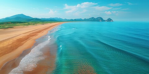Wall Mural - Aerial View of a Sandy Beach and Crystal Clear Water