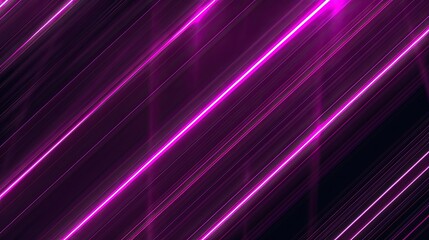 Wall Mural - Purple neon lines on a dark background with copy space. Modern background technology futuristic