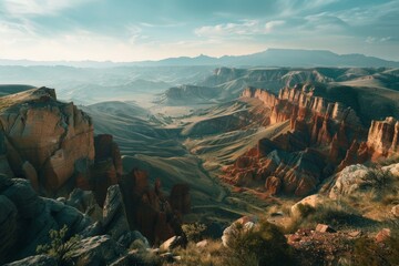 Wall Mural - Sunrise Over the Colorful Canyon Landscape