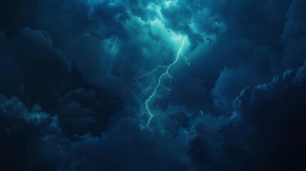 Wall Mural - lightning strikes against the dark cloudy sky