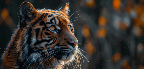 Close up of tiger in the rain. Generative AI