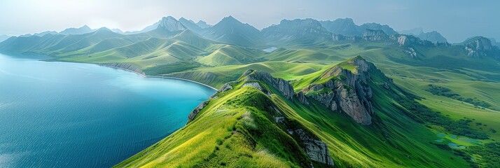 Wall Mural - Mountain Landscape with a Turquoise Lake