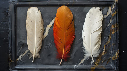 panel wall art, wall decoration, marble background with feather designs