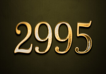 Old gold effect of 2995 number with 3D glossy style Mockup.