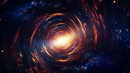 Wall Mural - A captivating representation of a cosmic tunnel, with swirling bright lights and colors, creating a dynamic and mesmerizing visual, symbolic of space and time travel.