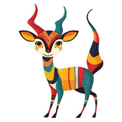 vector happy Antelope cartoon character on white background