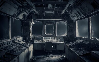 Wall Mural - Interior of the abandoned space station