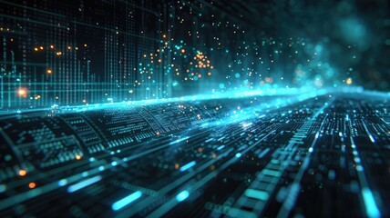 abstract background with digital tunnel, internet, calculation process, artificial intelligence
