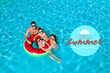 © New Africa - Hello Summer. Happy family with inflatable ring in swimming pool