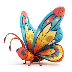 Wall Mural - Butterflie 3D cartoon isolated whitebackground