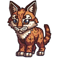 Wall Mural - Bobcat 8-bit cartoon isolated whitebackground 