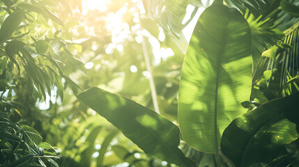 Wall Mural - A beautiful fresh green leaf highlighted by the sun. The plant has a beautiful expressive structure.