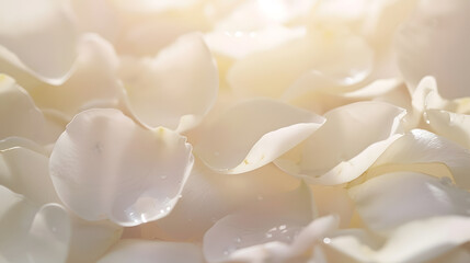 Poster - White rose flower petals Macro flowers backdrop for holiday design Abstract floral background Soft focus : Generative AI