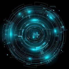 A futuristic digital circular interface with glowing blue lines and holographic elements, representing advanced technology in the field of data science or computer engineering.