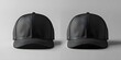 © Anastasiia - Front and back views of a blank black baseball cap mockup. Concept Black baseball cap mockup, Front and back views, Blank template, Product display, Design showcase
