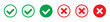 © Maksim - Right or wrong icons. Green tick and red cross checkmarks. Yes or no symbol, approved or rejected icon for user interface.