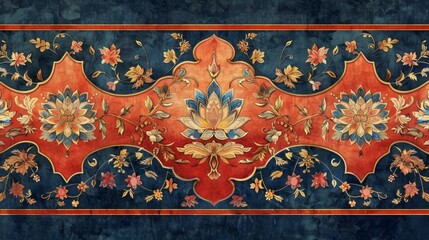 Poster - Mughal inspired floral border design