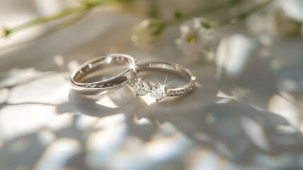 Wedding rings symbol love family High quality photo Selective focus : Generative AI