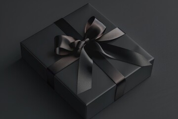 Wall Mural - A small, ornate box wrapped in a black ribbon