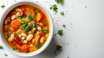 Wall Mural - White bean and vegetable soup in a bowl