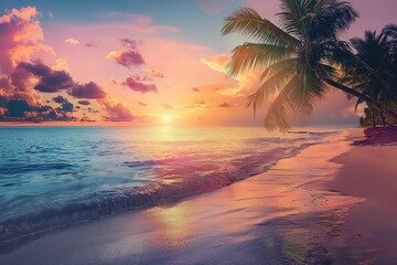 Wall Mural - Idyllic sunset at a serene beach