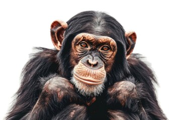 Wall Mural - A close-up shot of a monkey's face on a white background