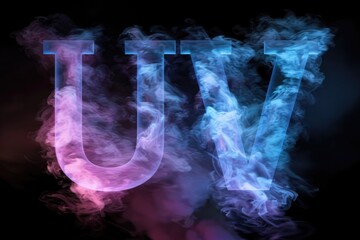A unique design featuring a letter U composed of smoke particles
