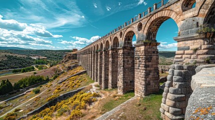 Canvas Print - A scenic view of a bridge spanning across a valley