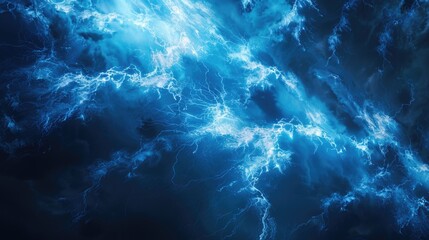 Wall Mural - a dramatic scene of a lightning storm with flashes of light illuminating the dark clouds